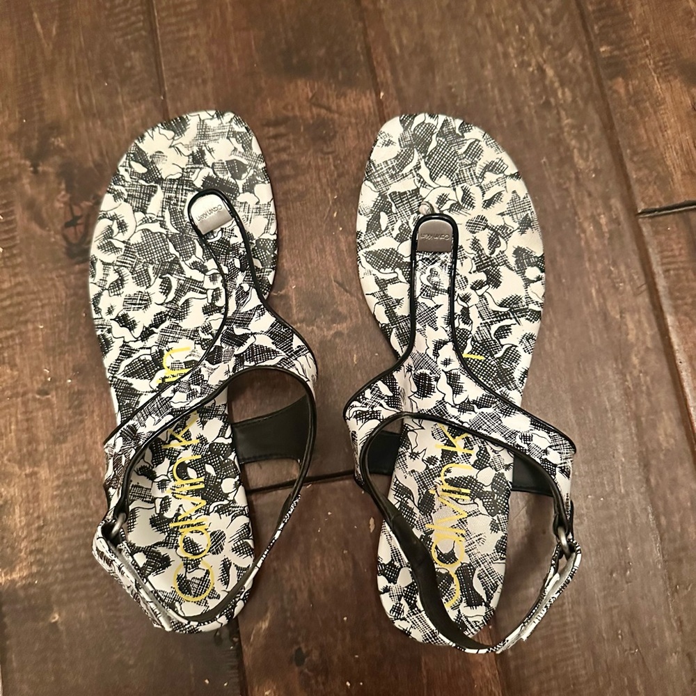 Calvin Klein Chic Black and White Sandals size 9